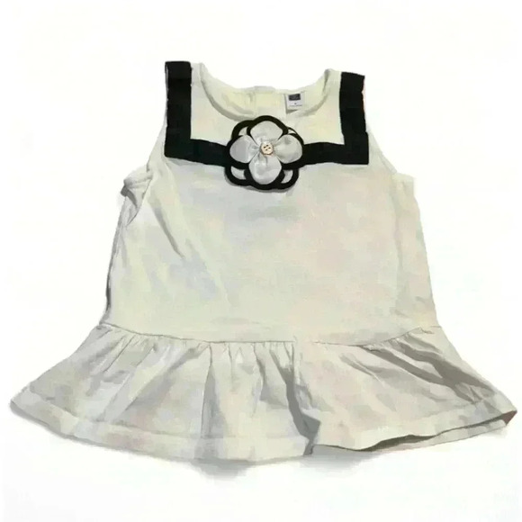 Janie and Jack Girls Peplum Floral Blouse Size 5 White Sleeveless Top - Picture 1 of 4